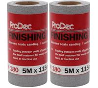 ProDec Rollo de 5m de papel de lija de grano medio 180 para lijar entre capas de pintura o barniz - Rollo de papel de lija de 115mm de ancho compatible con lijadoras de máquina y lijadoras manuales