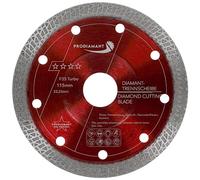 PRODIAMANT Disco de Corte Diamantado 115 mm x 22,23 mm - para baldosas gres porcelánico, cerámica y klinker, corte en seco y húmedo preciso, apto para amoladora angular