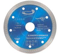 PRODIAMANT Disco de Corte Diamantado Profesional F50 Extra Fino 125 mm x 22,23 mm - para Gres Porcelánico, Azulejos y Cerámica, Corte en Seco preciso hasta 20 mm, apto para Amoladora Angular
