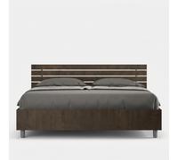 Produce Shop Ankel I Noix - Cama de matrimonio de 160 x 190 cm, madera de nogal, con listones y cabecero inclinado