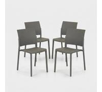Produce Shop Aurora - Juego de 4 sillas de cocina apilables de polipropileno, diseño ligero, color gris oscuro