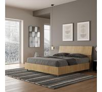Produce Shop Cama de matrimonio 160 x 190 cm sin somier con cabecero inclinado Demas - Madera natural