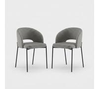 Produce Shop Juego de 2 sillas de cocina de diseño en tela con patas de metal Siena - Gris claro