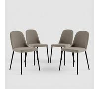 Produce Shop Juego de 4 sillas de comedor tapizadas en tela con patas metálicas Corvina - Gris claro