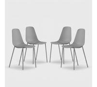 Produce Shop Juego de 4 sillas de diseño para cocina y comedor en polipropileno Mira - Gris claro