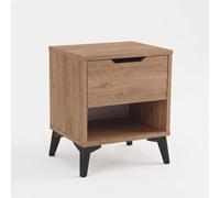 Produce Shop Mesita de noche con cajón y compartimento abierto Naluk - Roble