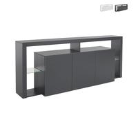 ProduceShop - Aparador 3 puertas 200x40x80cm biblioteca moderna estantes de vidrio Pibrac Anthracite