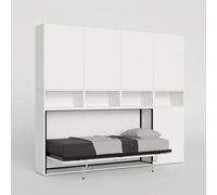 ProduceShop - Cama abatible horizontal ahorro de espacio colchón individual blanco Kando C