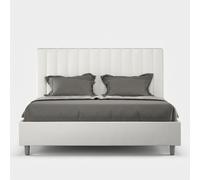 ProduceShop - Cama de matrimonio tapizada en piel sintética sin somier 160x190 Agueda White