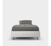 ProduceShop - Cama doble tipo francés con almacenamiento 140x190 en piel sintética blanca Azelia
