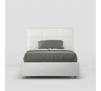ProduceShop - Cama francesa 140x190 polipiel blanca con cajón cabecero Mika