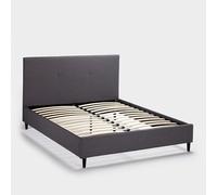 ProduceShop - Cama francesa plaza y media de tela con cabecero 120x190 Lausanne Gray