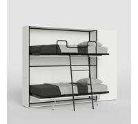 ProduceShop - Cama litera doble abatible blanca moderna con armario Kando H