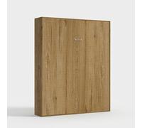 ProduceShop - Cama matrimonio abatible 160 x 190 cm armario pared madera Kentaro Oak