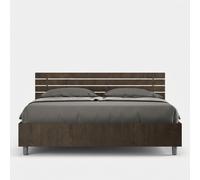 ProduceShop - Cama matrimonio de madera de nogal con cabecero de lamas rectas 160x190cm Ankel D Noix