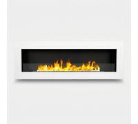 Chimenea de bioetanol de pared, modelo SIENA 120, color blanco, dimensiones 120x40
