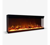 Chimenea eléctrica de pared, chimenea empotrada de 3 lados, modelo BOSTON100, dimensiones: 101,6 cm de ancho x 20 cm de profundidad x 44 cm de alto
