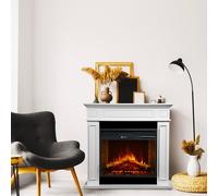 ProduceShop - Chimenea eléctrica estufa de suelo de madera blanca L 89,5 x H90,5 x P28 Jefferson