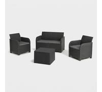ProduceShop - Conjunto de jardín de ratán con cojines Rosalie Lounge Set Black