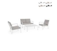 ProduceShop - Conjunto de jardín moderno con sillas, sofá y mesa de aluminio Konnor White
