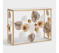 ProduceShop - Consola de metal con tablero de espejo Glam Floris