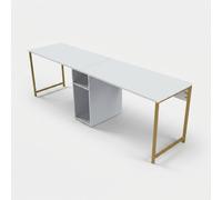 ProduceShop - Escritorio de oficina con estantes y patas de metal Twin Study Oro White