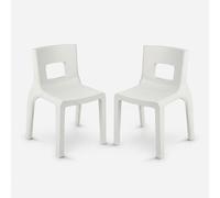 Eos - Juego de 2 sillas de diseño para interiores y exteriores, de polietileno, fabricadas en Italia, color blanco