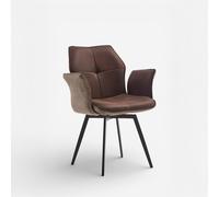ProduceShop - Juego de 2 sillas giratorias de diseño con reposabrazos Kora Brown