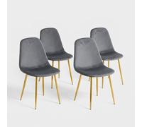 ProduceShop - Juego de 4 sillas de terciopelo para interior Lunaria Gray