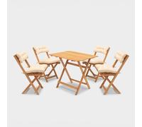 ProduceShop - Juego de mesa de jardín plegable con 4 sillas y cojines Lovan
