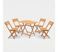 Hanah Home My004 Conjunto de Mesa y Sillas de Jardín de 5 Piezas en Madera de Haya Marrón