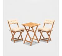 ProduceShop - Juego de mesa plegable Volen 50 con 2 sillas de madera y cojines