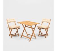 Hanah Home Conjunto de mesa y sillas de jardín My003A de 3 piezas en madera de haya