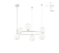 ProduceShop - Lámpara de techo de salón sala de estar moderno círculo suspendido 6 esferas de luces Ring White