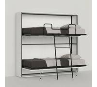 Cama doble horizontal Kando color ceniza blanca - Itamoby