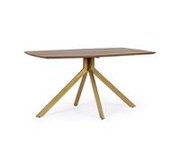 ProduceShop - Mesa de comedor 90x150 cm estilo vintage de madera y latón Sherman