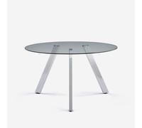 ProduceShop - Mesa redonda de diseño moderno de cristal de 130 cm con patas de metal Orun