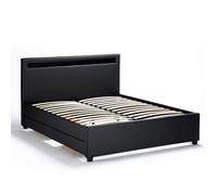 ProduceShop - Moderna cama de matrimonio 2 plazas con cabecero cajones led 160x190 GINEBRA REY Black