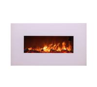 ProduceShop - Monte Bianco Chimenea eléctrica de pared blanca de 1500W con efecto llama LED