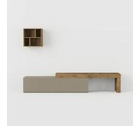 ProduceShop - Mueble de salón con soporte para TV y librería Zorel Pigeon gray
