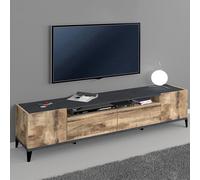 ProduceShop - Mueble de TV 200 x 40 cm 2 compartimentos 2 cajones madera pizarra Young Report