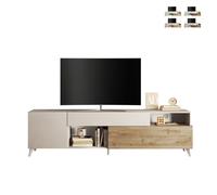 ProduceShop - Mueble TV moderno blanco madera con cajón y 2 puertas 241x42x67cm Clere Oak - white