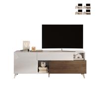 ProduceShop - Mueble TV moderno de madera blanca con cajón y 2 puertas 181x42x67cm Edwin Elm - bright white