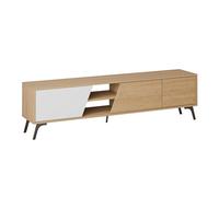 ProduceShop - Mueble TV moderno para sala de estar 180 cm con 3 puertas blanco y madera Fiona