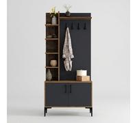 ProduceShop - Perchero móvil para entrada con zapatero y estantes 90x200cm Viyana S Gray