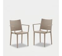 ProduceShop - Set 2 sillas con reposabrazos para interior y exterior Vigo Beige