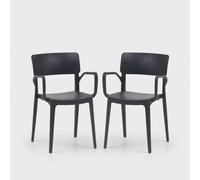 ProduceShop - Set 2 sillones de jardín apilables para interior y exterior Antibes Anthracite
