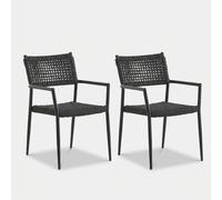 ProduceShop - Set de 2 sillas de comedor acolchadas de tela y metal Amedeo Anthracite