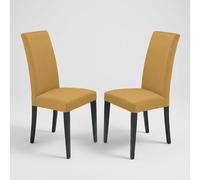 ProduceShop - Set de 2 sillas de comedor en ecopiel y madera Denver Yellow