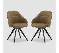 ProduceShop - Set de 2 sillas de comedor tapizadas en polipiel Zoe Brown